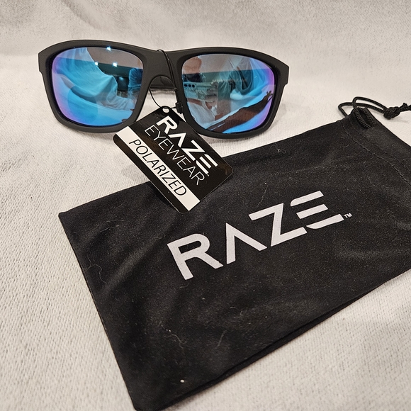 Raze Other - RAZE MSA Polarized Fishing Sunglasses UV400 Blue Lens Black Rectangular Full Rim